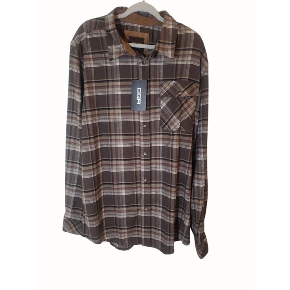 CQR Mens Long Sleeve Shirt All Cotton Flannel Plaid Brushed Soft XXL Tall - Picture 1 of 5